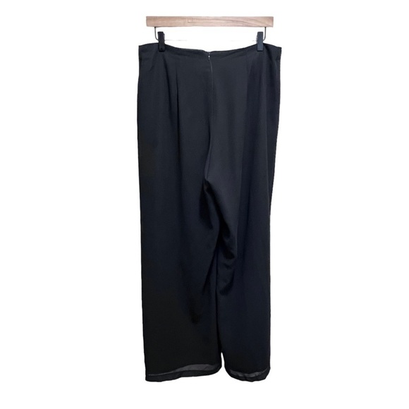 Vintage Addition Elle Black Chiffon Beaded Floral Dress Pants Size 14 - Picture 5 of 10